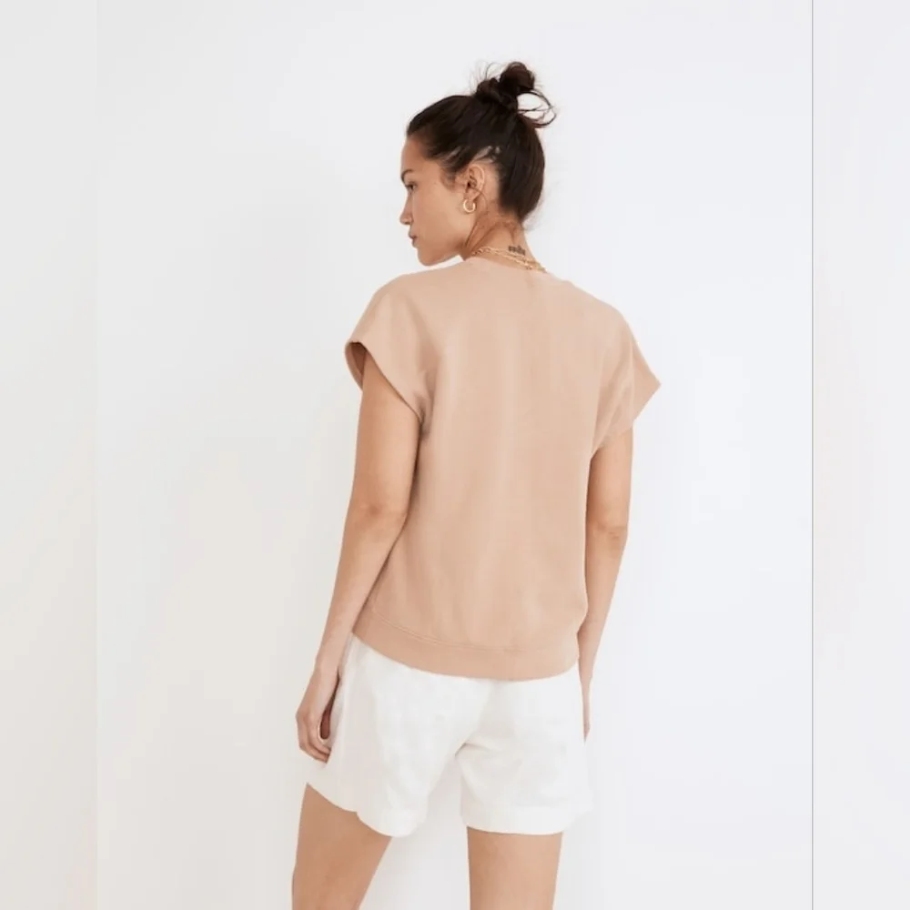 Madewell (Re)sourced Cotton Short-Sleeve Relaxed Sweatshirt In Sandstone Size S - Picture 2 of 7